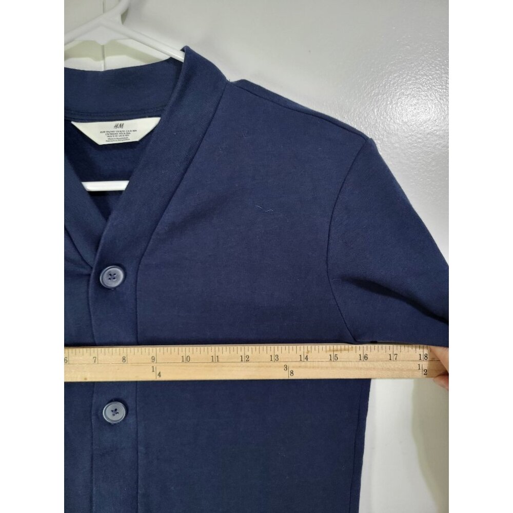 H&M Kids SZ 8-10 Navy Blue Sweatshirt Cardigan Uniform Gender Neutral Unisex - Picture 5 of 7
